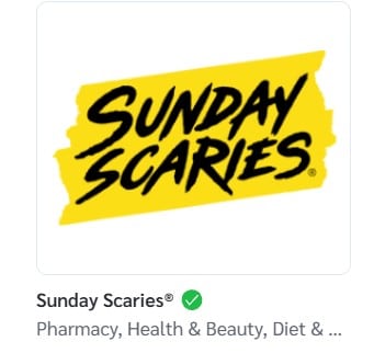 Sunday Scaries logo: black handwritten text on a bright yellow brushstroke background