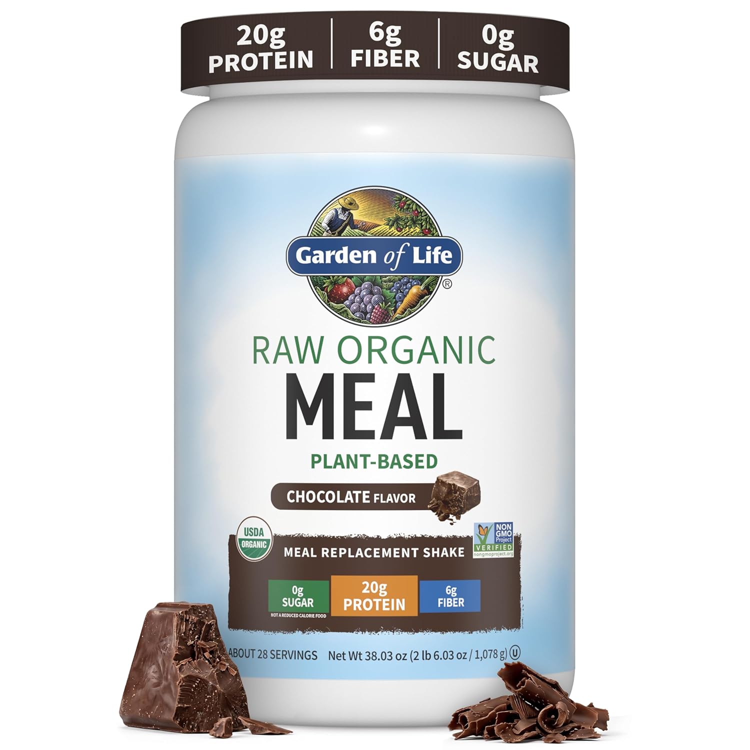 Meal Replacement Shakes, Raw Organic, Chocolate Protein Powder