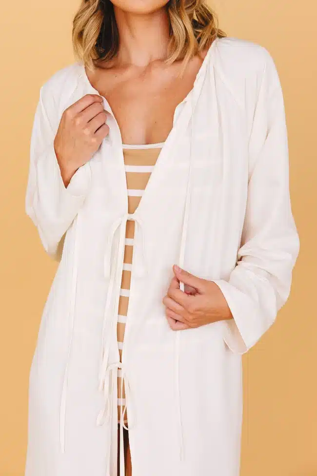 Naomi Front-Tie Dress in Cream