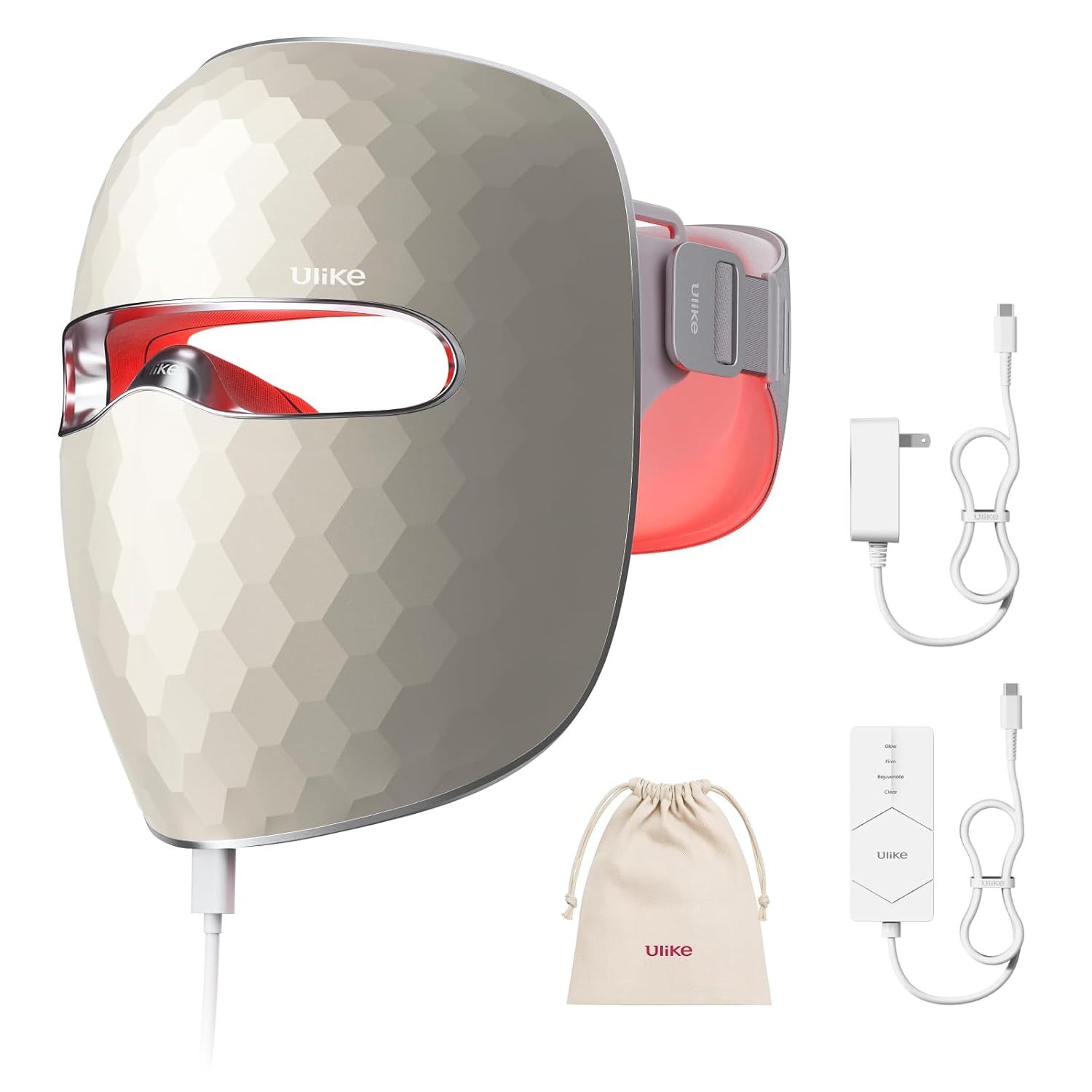 ReGlow LED Face Mask, Red Light Therapy for Face, Red, Blue, Yellow & Infrared Light Therapy for Acne & Anti-Ageing, Cordless, Remote Control, Eye Protection, Home Skincare Device for Women